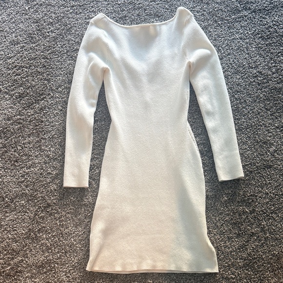 Abercrombie & Fitch Off White Ribbed Long-Sleeve Knit Dress - Picture 6 of 7